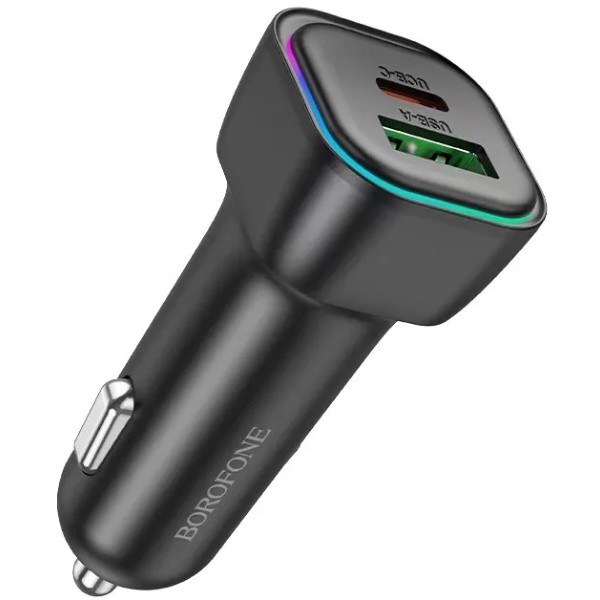 Фото - Автомобільний зарядний пристрій BOROFONE BZ28A Trophie PD30W+QC3.0 car charger Black (6941991110818)